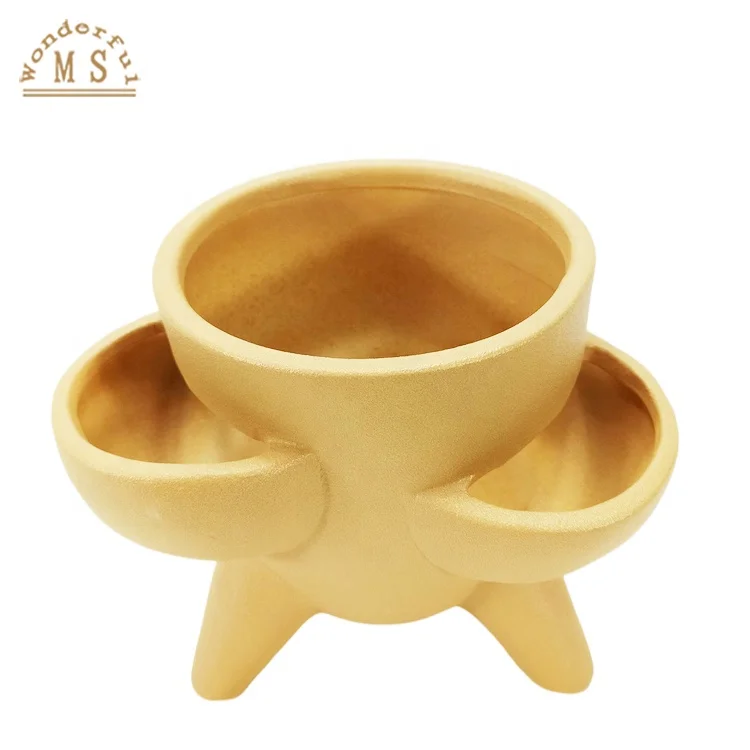 Heavy Ceramic Nordic double combination design flower pot do not leak  and glaze on the inside  Suitable to hold water