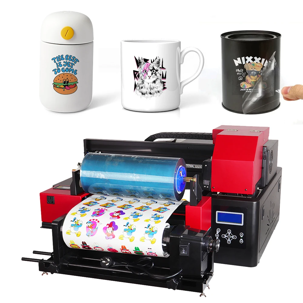 Refinecolor 2 in 1 Small A3 SIZE Uv Dtf Sticker Cup Wrap Transfers with Laminator Printer Machine
