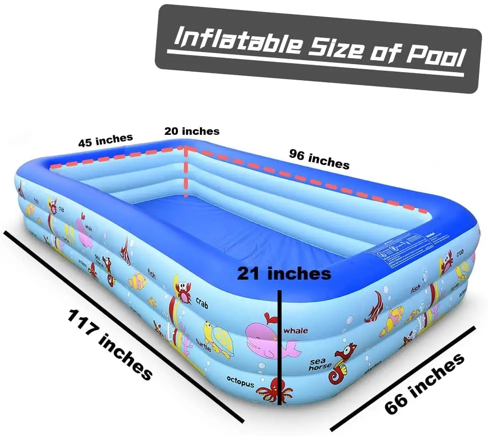 Full-Sized Inflatable Swimming Pool Kids Soft Garden Backyard Pool Logo Printing Home Family Outdoor Use Direct Factory Supply