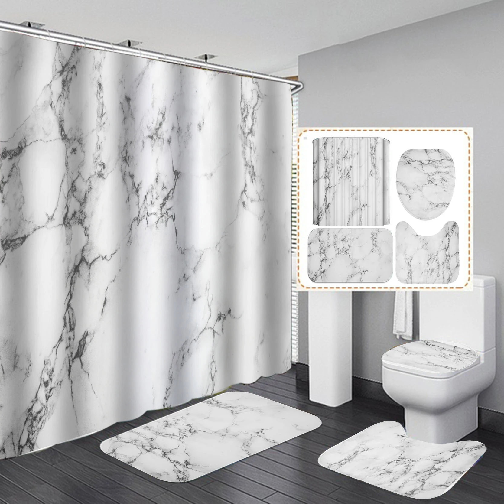 2020 New Modern Style Waterproof Fabric Material Shower Curtain
