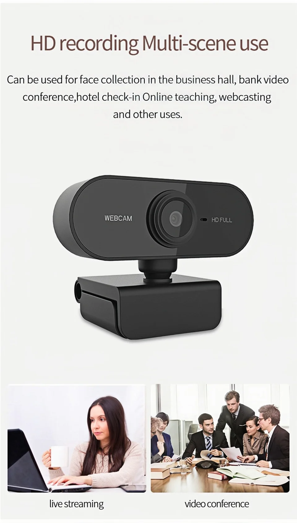 1080P Full HD Mini Webcam with Microphone,Laptop Desktop Computer USB Web Cam Camera Gamer Live Video Call Conference Streaming