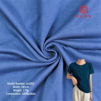 high end farbc single sided jersey 100% cotton knit jersey t shirt fabric