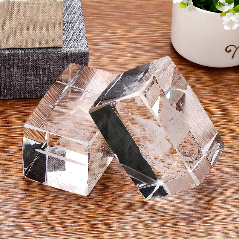 Personalized Square Crystal Photo Frame With Love Custom Picture Glass Cube Save Photos Permanently