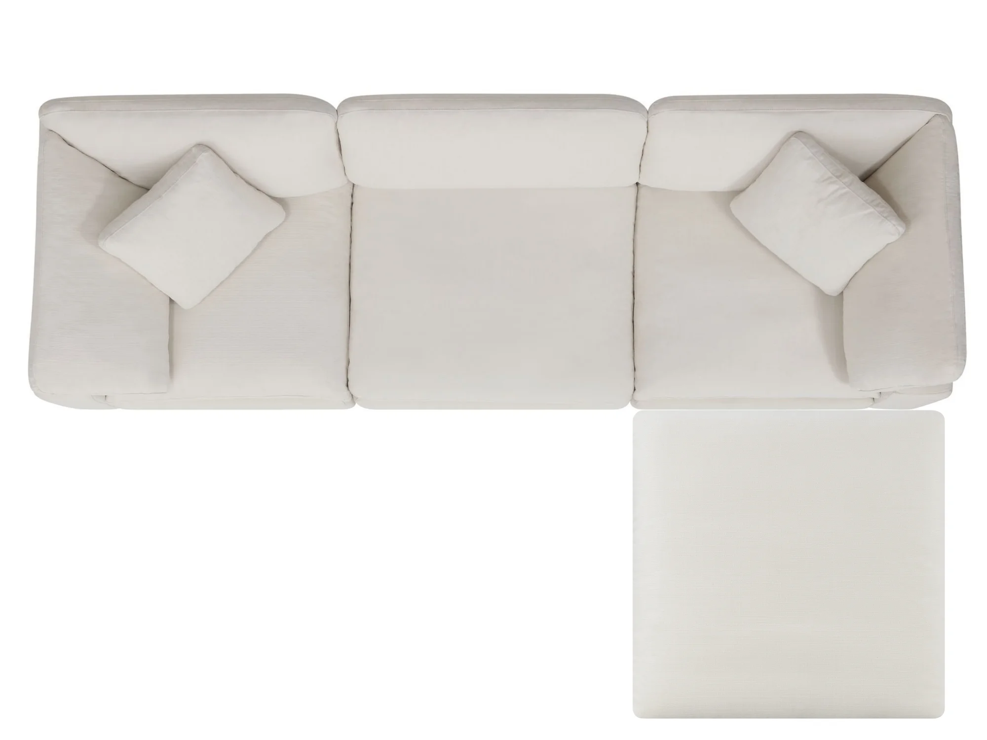 Modern Reversible Chaise Sectional Sofa Set Feather-Tufted Fabric Wood ...