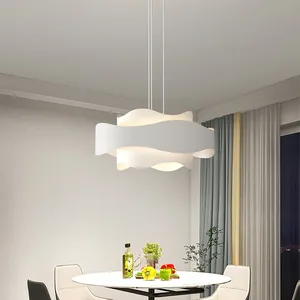 Modern Cream Designer Pendant Light Simple Wind Dining Room Chandelier with Creative Long Line Bars for Restaurants