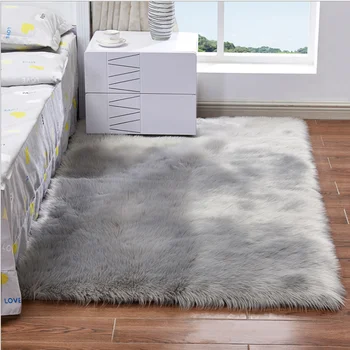 Soft Faux Sheepskin Rug Mat Carpet Pad Anti-Slip Chair Sofa Cover Wool Warm Hairy Rugs for Bedroom