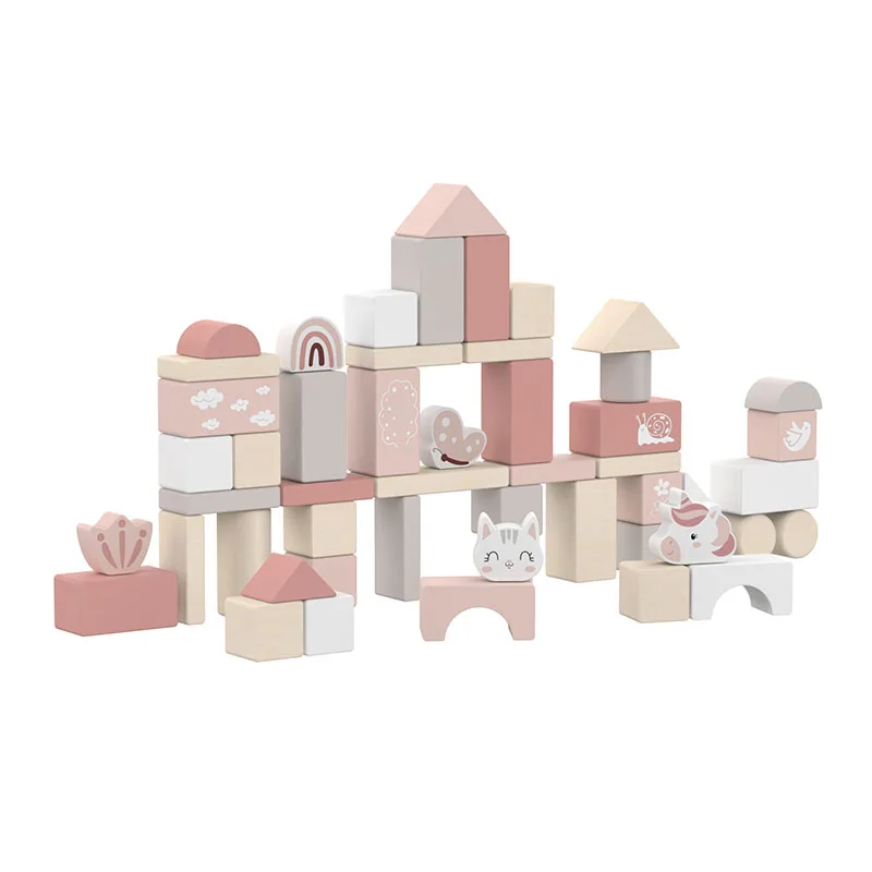 Doral Kids Educational Construction Building Set Blocks 60Pcs Wooden ...
