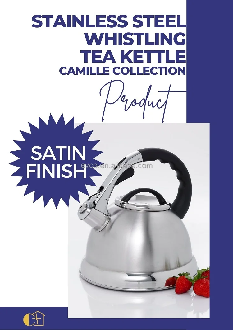 Camille 3.0 Quart Stainless Steel Whistling Tea Kettle with