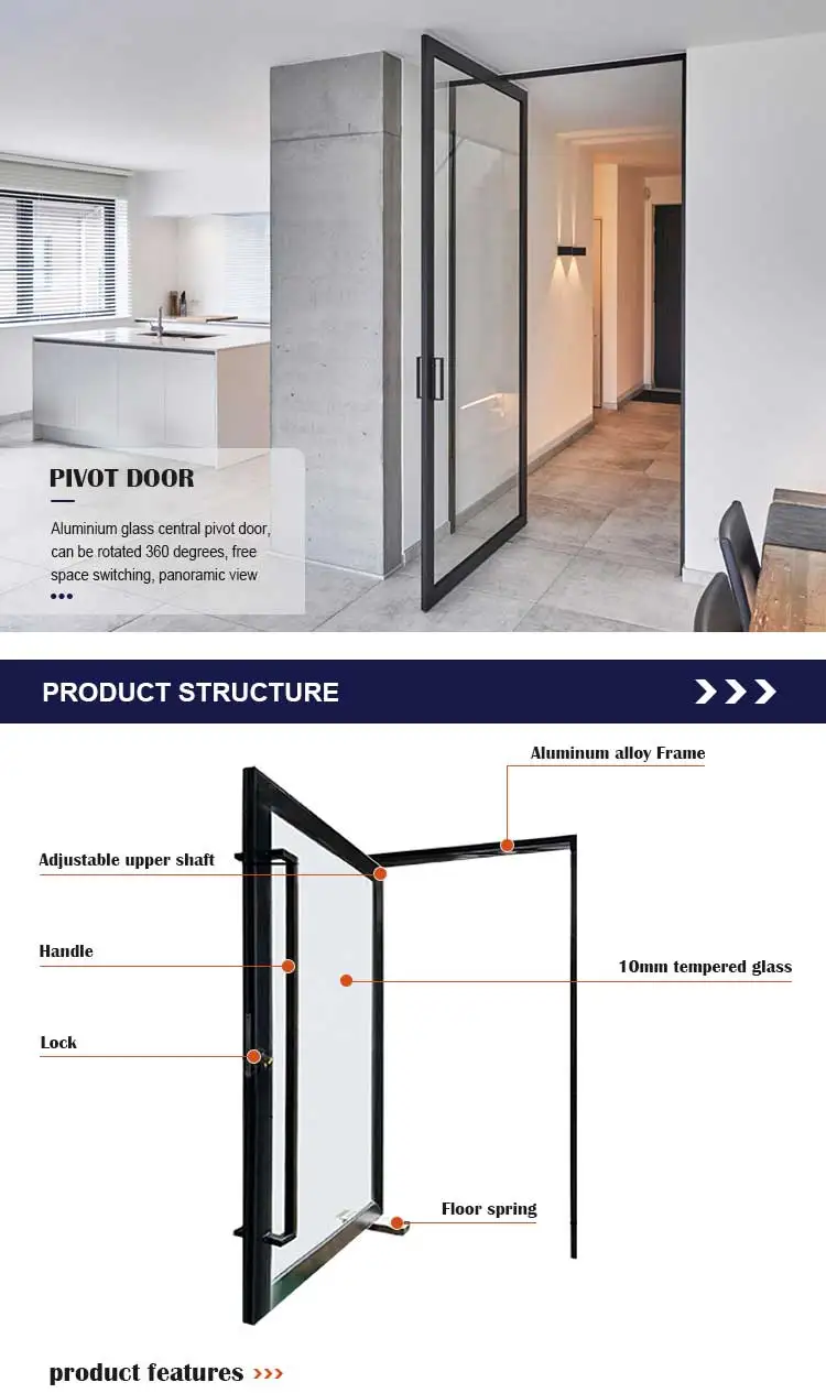 Commercial Custom Modern Design Pivot Door Exterior Interior Glass ...