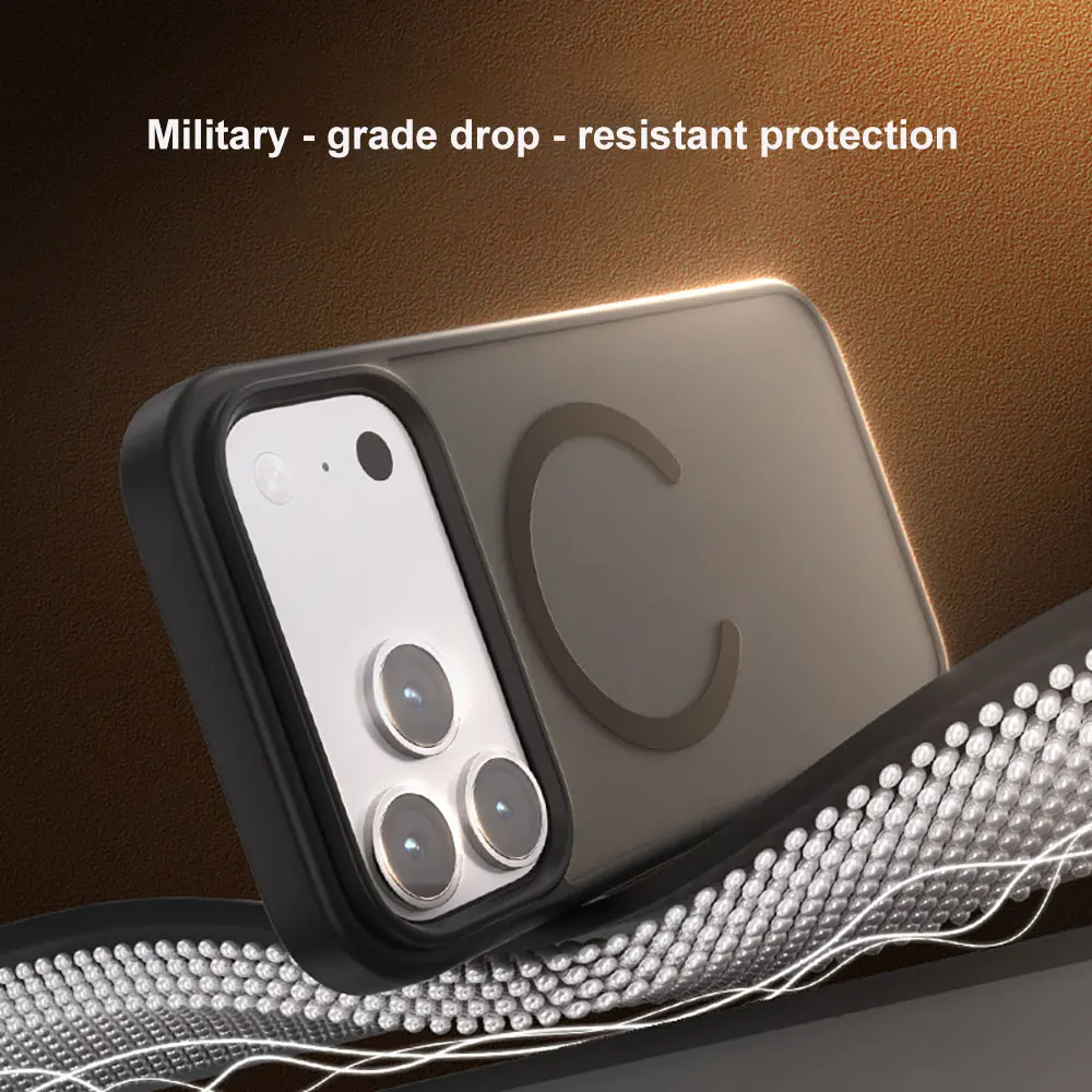 product laudtec shockproof cover smooth skin feel drop resistance matte back panel magnetic mobile phone case for iphone 17 air pro max-3