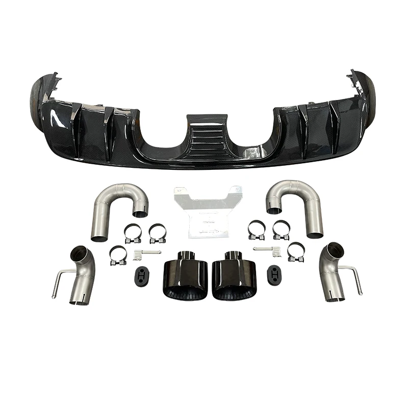 For Porsche 9Y0 Cayenne 2018-2024 Dry Carbon Carbon Fibre Replacement GT Rear Lip with Tailpipe cayenne turbo coupe 999066