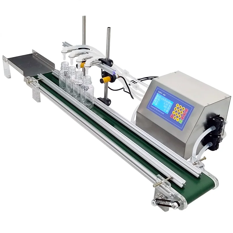 LANDTO Small Scale 4 Nozzles Automatic Liquid Filling Machine with Conveyor