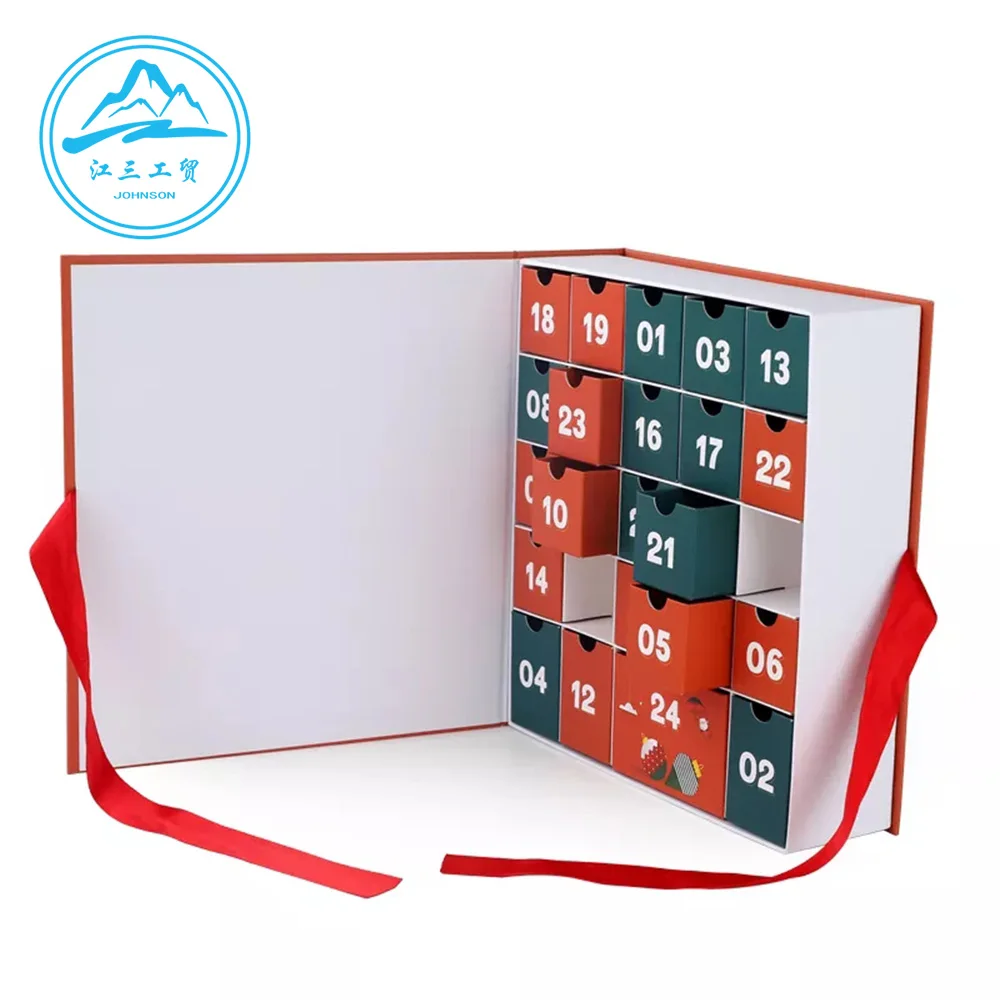 Custom Advent Calendar Empty Luxury Cardboard Paper Gift Beauty Cosmetic Packaging Countdown Christmas Advent Calendar Box