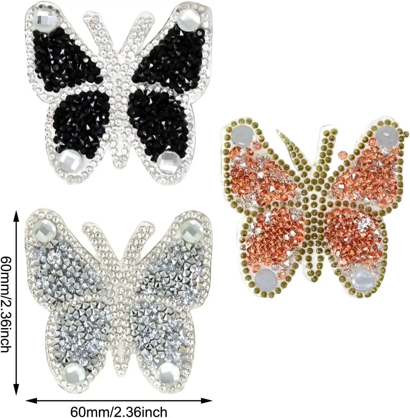 Custom Pattern Logo Heat Transfer Crystal Appliques Clothing Decorative Glitter Sticker Butterfly Rhinestone Patches for Clothes