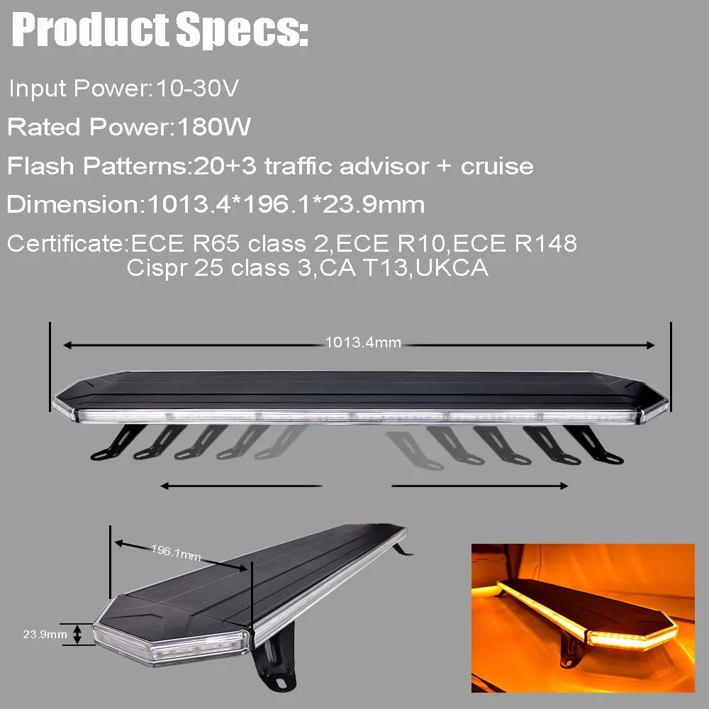 Emergency Amber Led Light Bar Low Profile Traffic Advisor Cruise Light Car Roof Mounted Strobe Warning Light bar t for Tow Truck