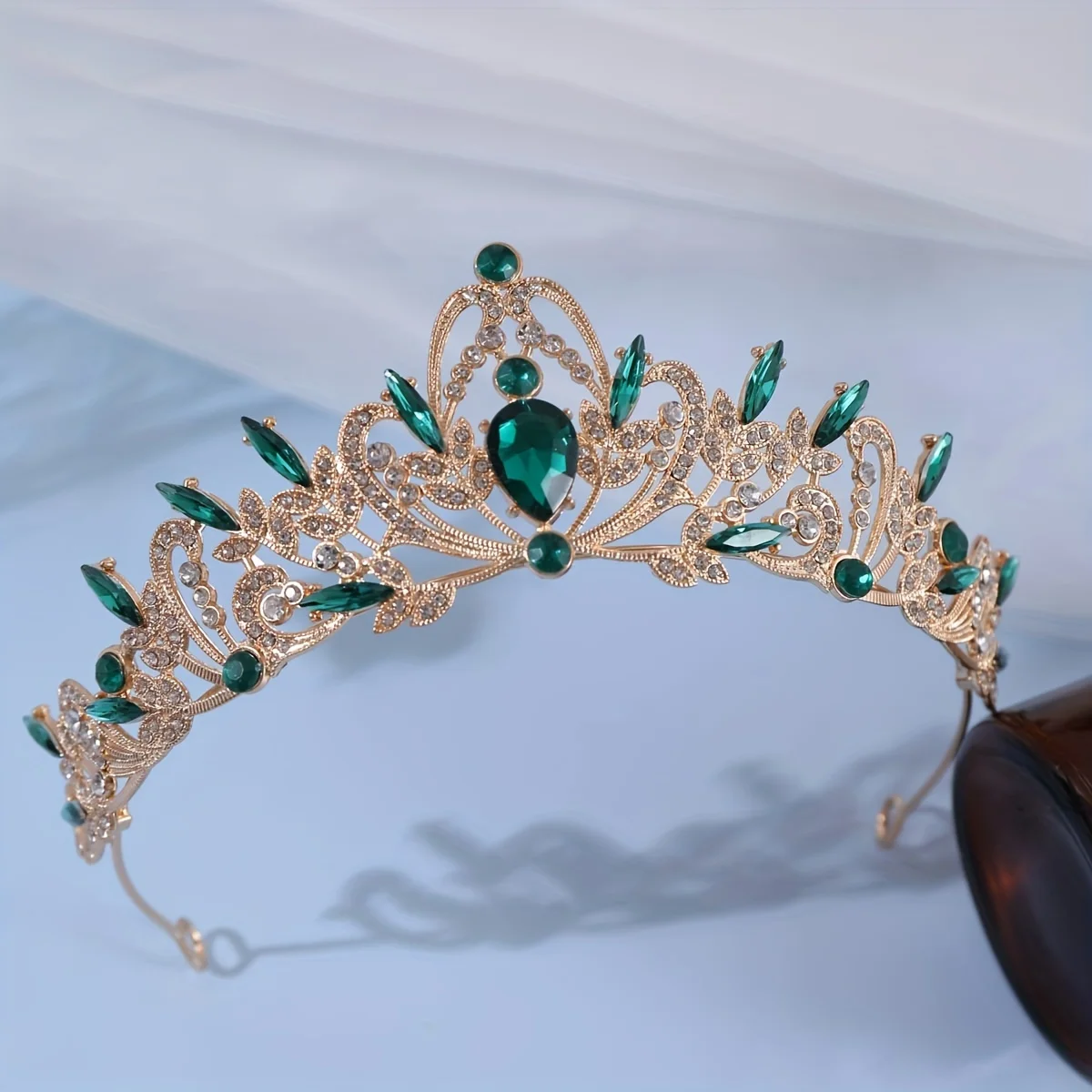 韓国風ウェディングクラウンシンプルラインストーンティアラ