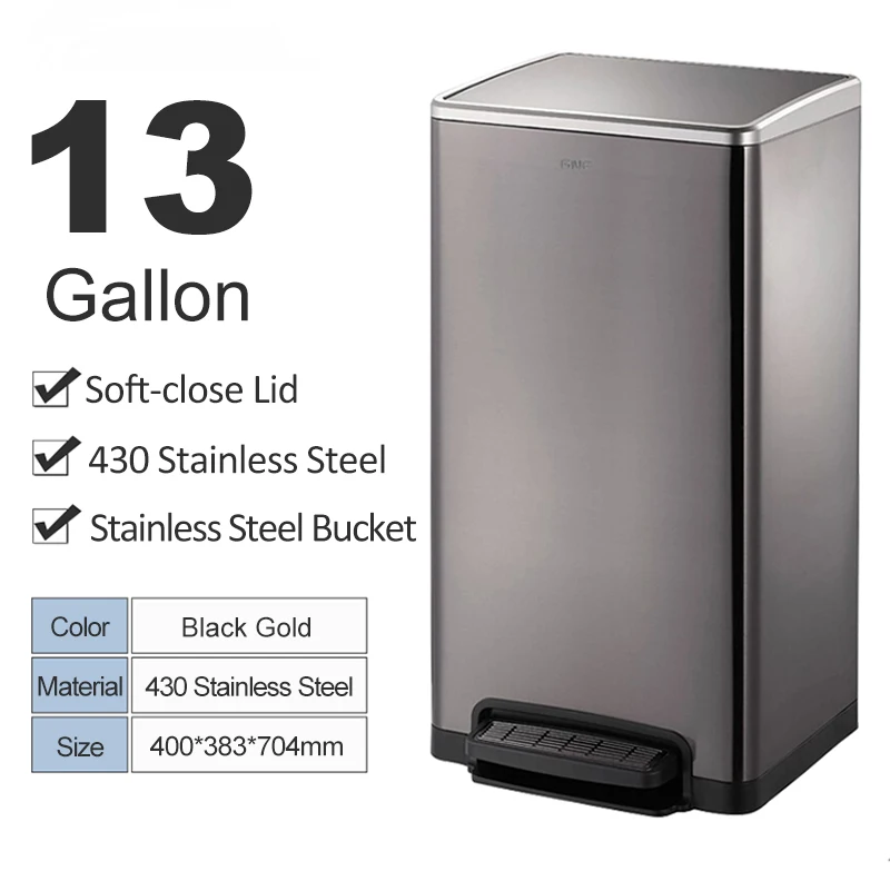 Tramontina 13 Gallon Stainless Steel Step Can - Stainless Steel (Red)