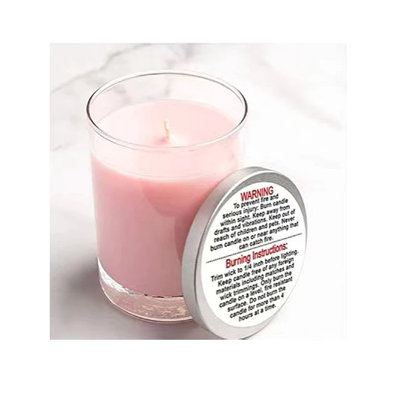 Custom Printing Self Adhesive Sheet Die Cut Waterproof Vinyl Warning Safety Scented Candle Sticker