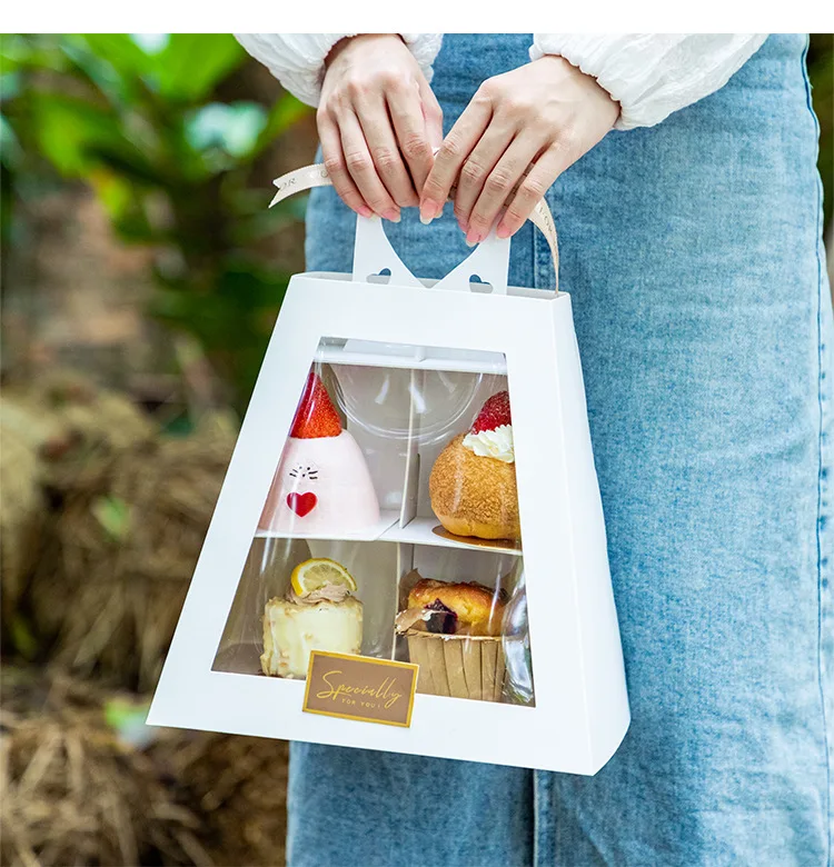 Customized White Food Recyclable Cake Box Multi Layer Trapezoid