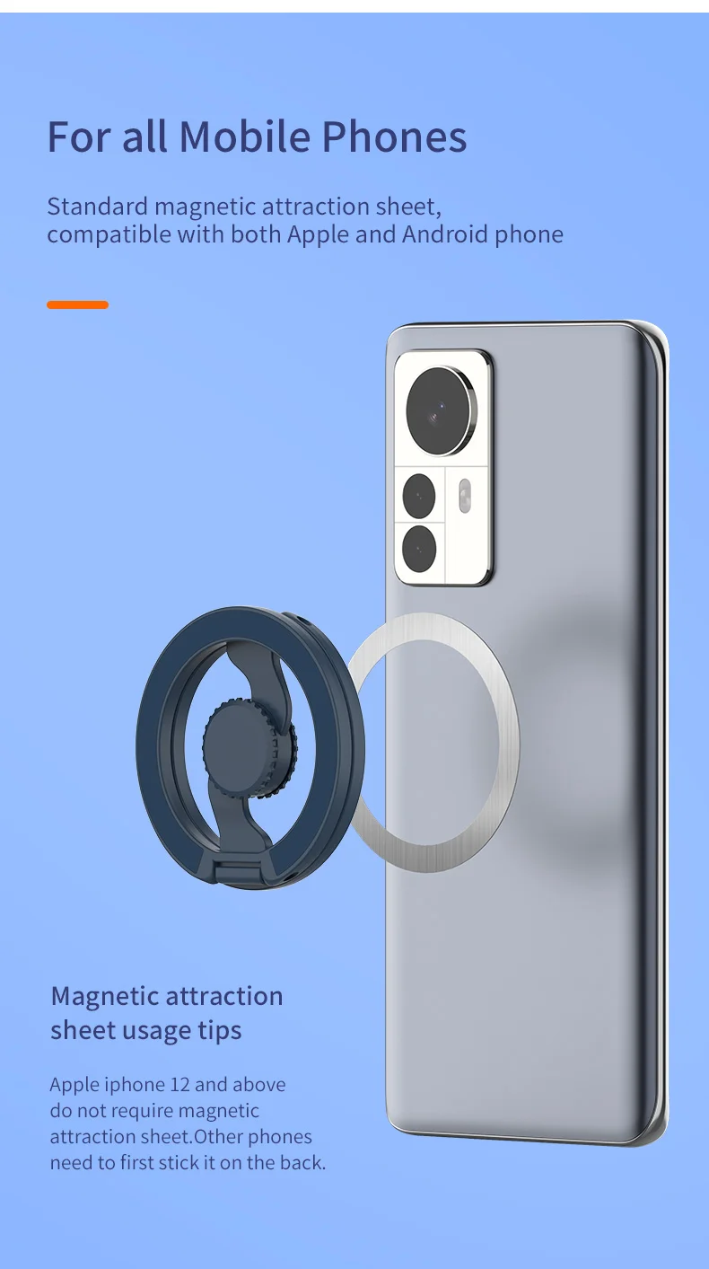 Magnetic Phone Holder Fingertip Gyroscope Design Foldable Dual Axis Stable Stand for Smartphone