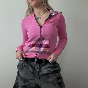 Custom logo Vintage Checked Lining Carmine Color Lightweight Pullover with Pocket Y2K Full Zip up Hoodie for Women Casual Wear