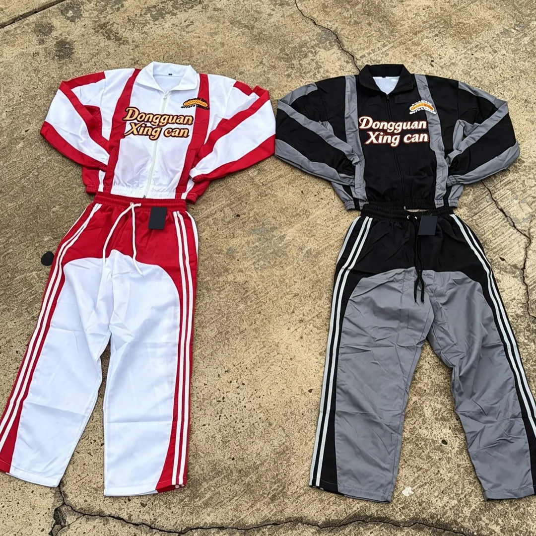 Fabriksproduceret tilpasset vintage-street hættet tracksuit til mænd, løst og lige snit, DTG-digitaltryk på træningssæt, sportstøj, OEM.