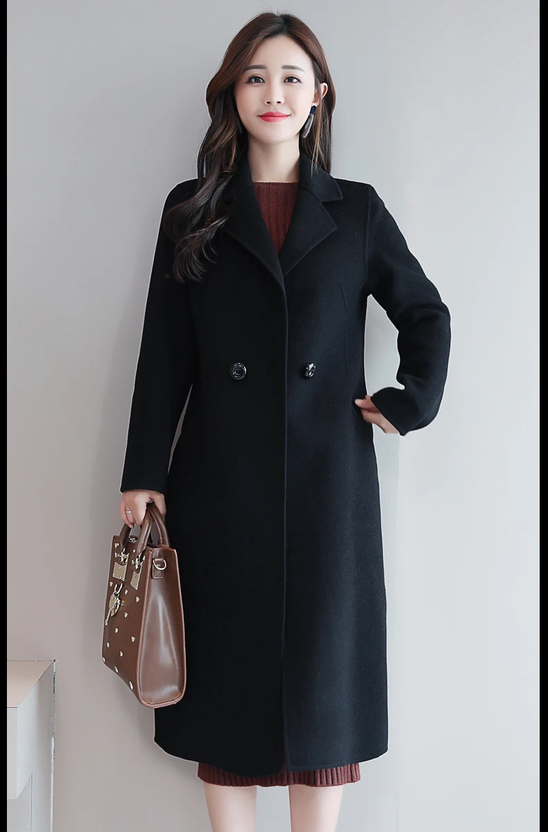 2022 wholesale winter women's fashion Jacket Medium Long Style Double Breasted long sleeve women's wool coat