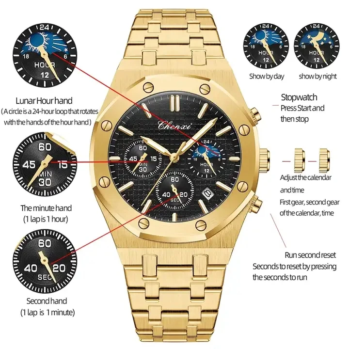 CHENXI 948 Men's Stainless Steel Chronograph Watch