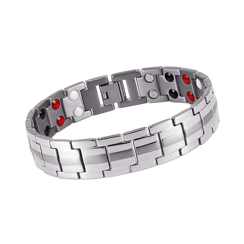 New 16mm Gold Plated Lover Charm Bracelets for Women Man Heart Health Energy Dragon Pattern Double Row Magnetic Bracelet