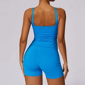 Ocean Wave Blue Athletic Jumpsuit One Piece Yoga Performance Training Workout Exercise Premium Sport Suit