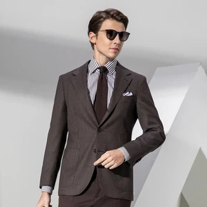 HARCHOY High-quality Business Man Suit With 100% Wool Men's Single Breasted Slimming Uniform