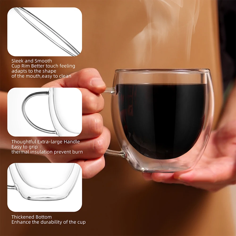 CnGlass Glass Tea Cup 12oz Double Walled Borosilicate Glass Coffee Mug  Microwave Safe Double Wall Glass Coffee Cup for Espresso| Alibaba.com