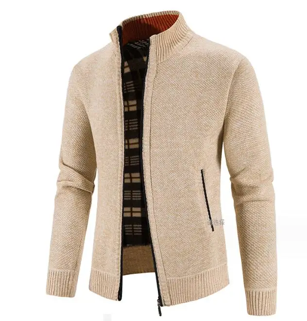 Men's Cardigan Knit Jacket With Stand Collar For Autumn Winter_voghion.com