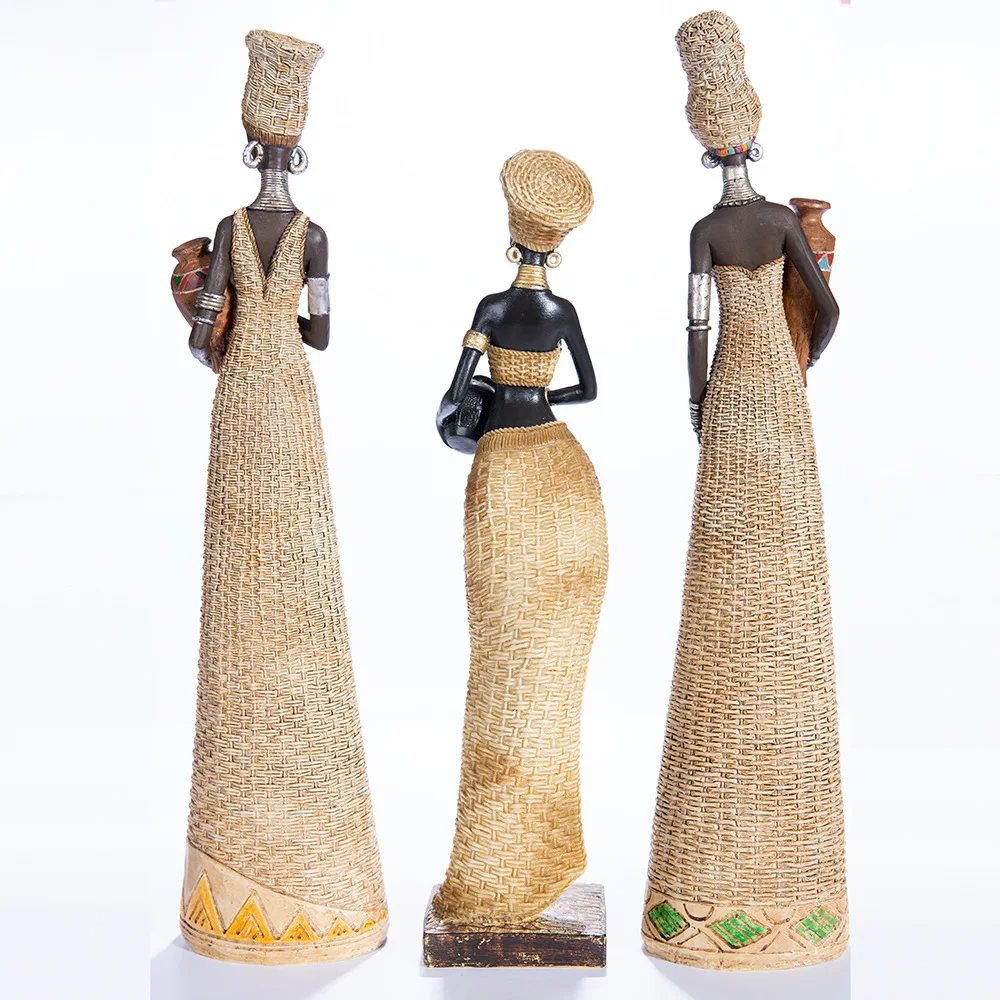 Custom Resin Beautiful Lady Statue African Black Lady Figurine Statue