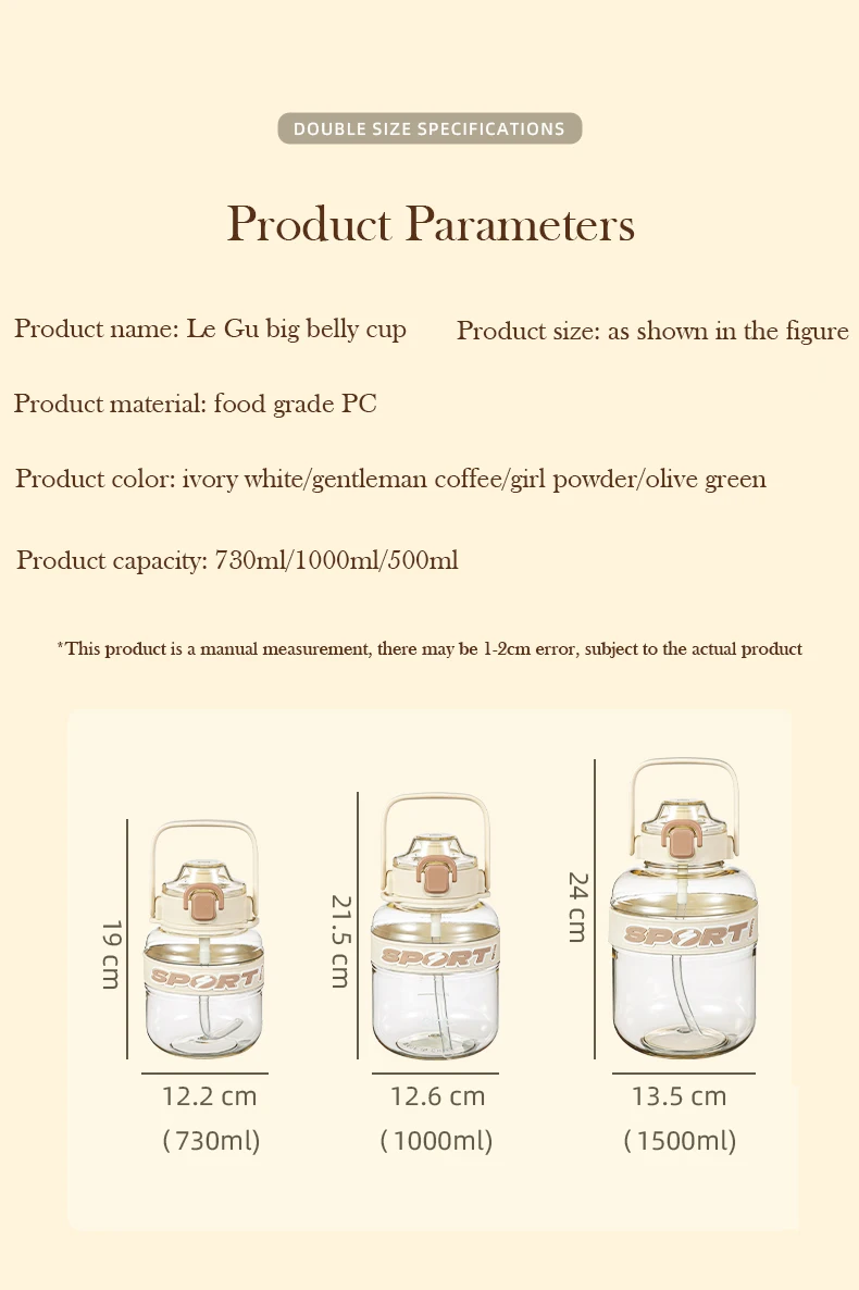 Leakproof Clear Straw Cup With Plastic Handle Large-capacity Desktop Office Water Bottle