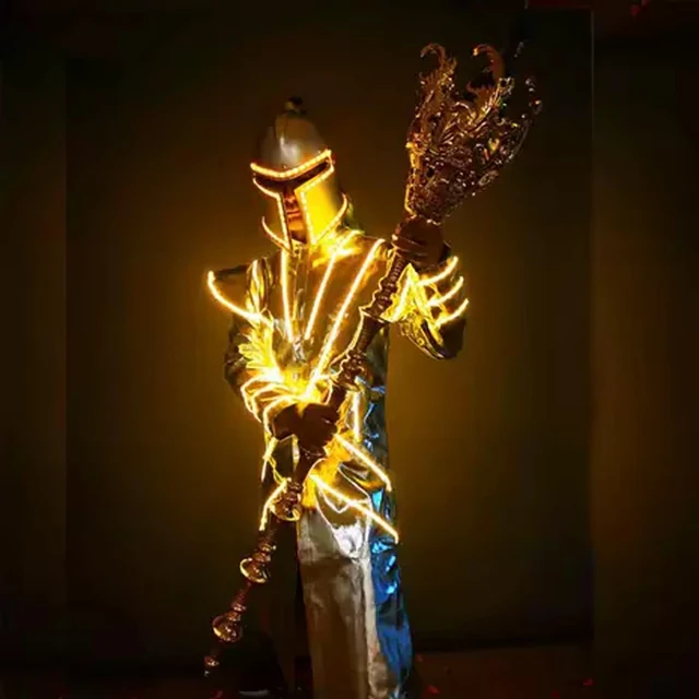 King Golden KTV Bar Nightclub Disco Interactive Stage Luminous Clothes Costume Helmet New Halloween Atmosphere Props Christmas