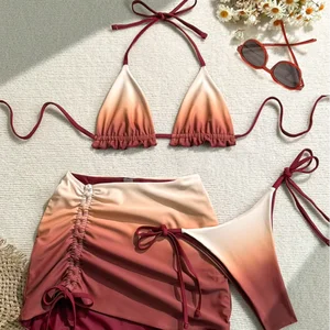 Customizable 2-Piece Bikini Set with Logo Embroidery Sequins Beading Washed Technique Drawstring Waist Decorations