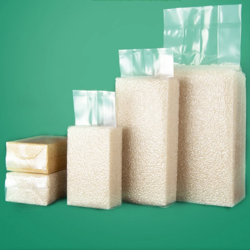 Customized  Printing Biodegradable Heat Seal   Standing Pouch Vacuum Bag Food Packaging Transparent Food Rice Plastic Bag