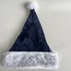 Bonnet court à revers en peluche bleu marine