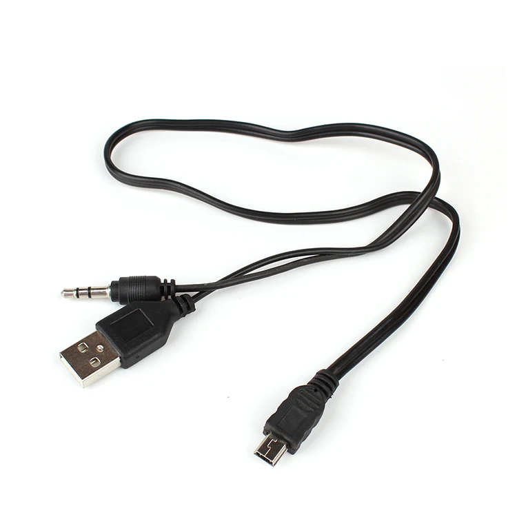2 in 1USB Cable Jack 3.5mm AUX Cable+USB Male Mini USB 5 Pin