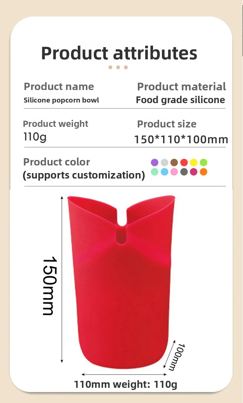 Classic Style Foldable Microwave Popcorn Box Snack Bucket Made of Silicone for Party Use manufacture