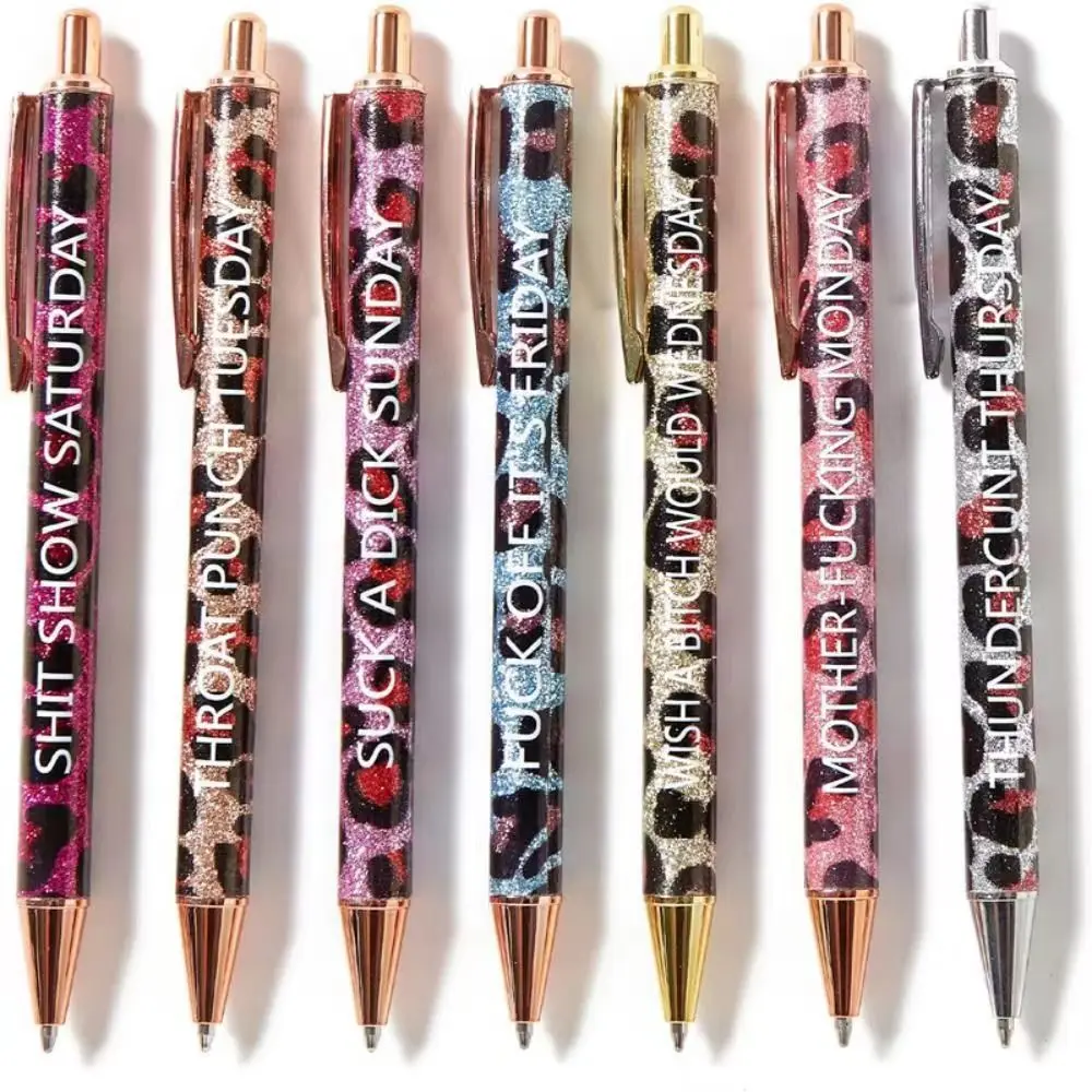 30% Off Best Offer-7pcs Leopard Pens Ballpoint Pens,funny Office Gifts Funny  Pens Swear Word Daily Pen Set