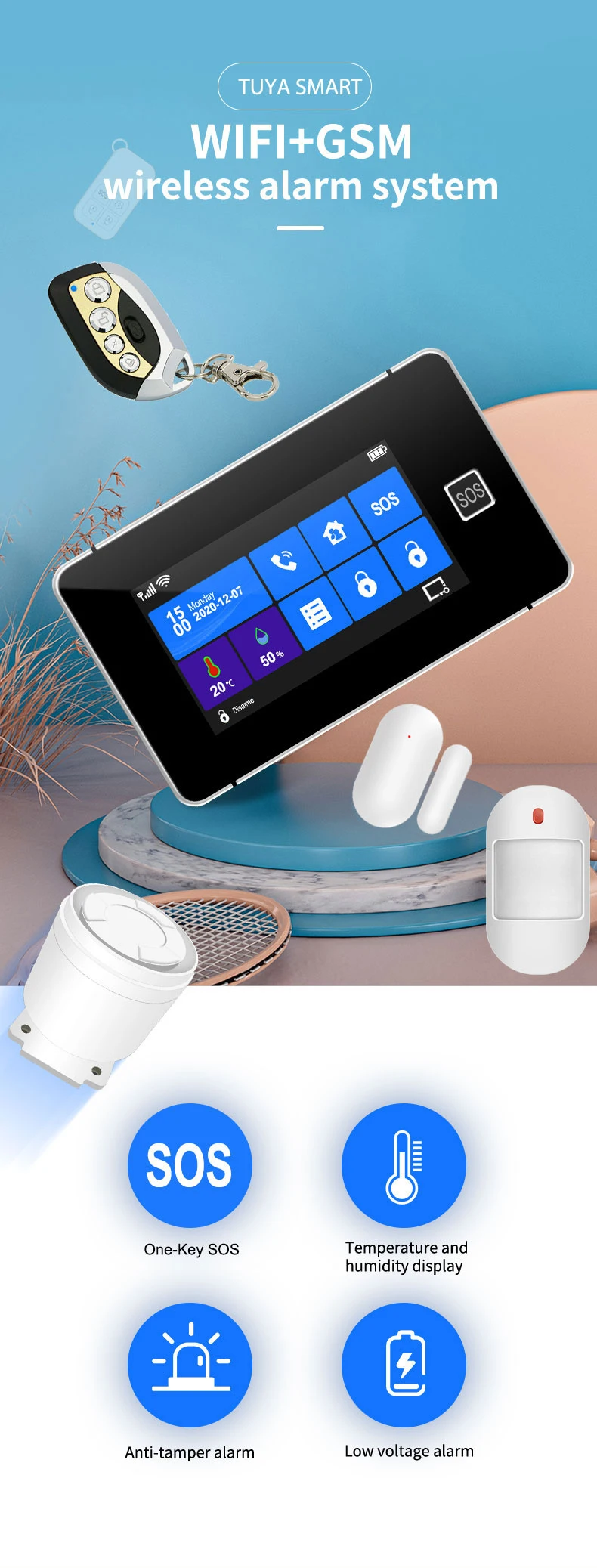 11 Languages Compatible Alexa Wireless Detector Rfid Tft Touch Keyboard