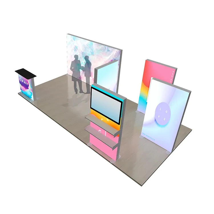 Portable Stand Led Folding Light Box Conference Display Exhibition Booth Wall Background Board Lightbox for Trade Show