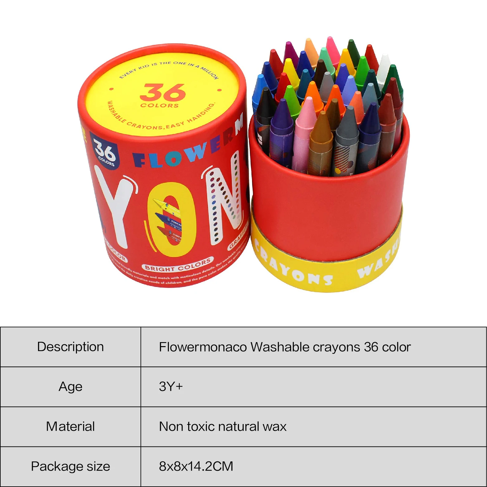 Large Crayons for Kids Ages 2-4 36 Colors Nontoxic Crayons for