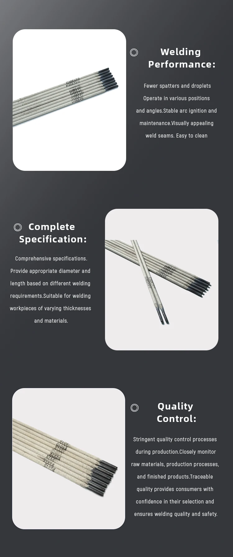 Factory Specification E6010 Mild Steel Welding Rod Electrode Perfect