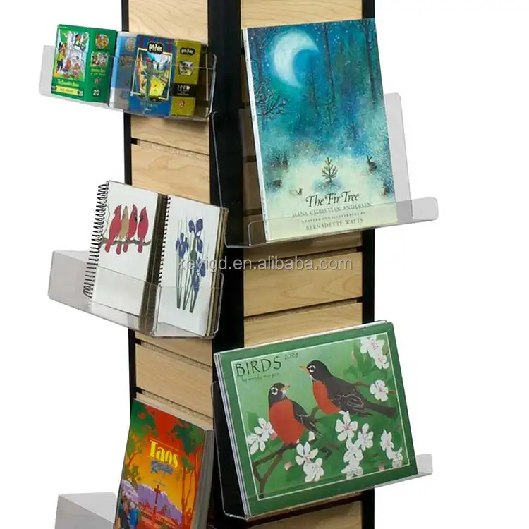 4 Sided Slatwall Display Rack Wooden Rotating Greeting Card Display