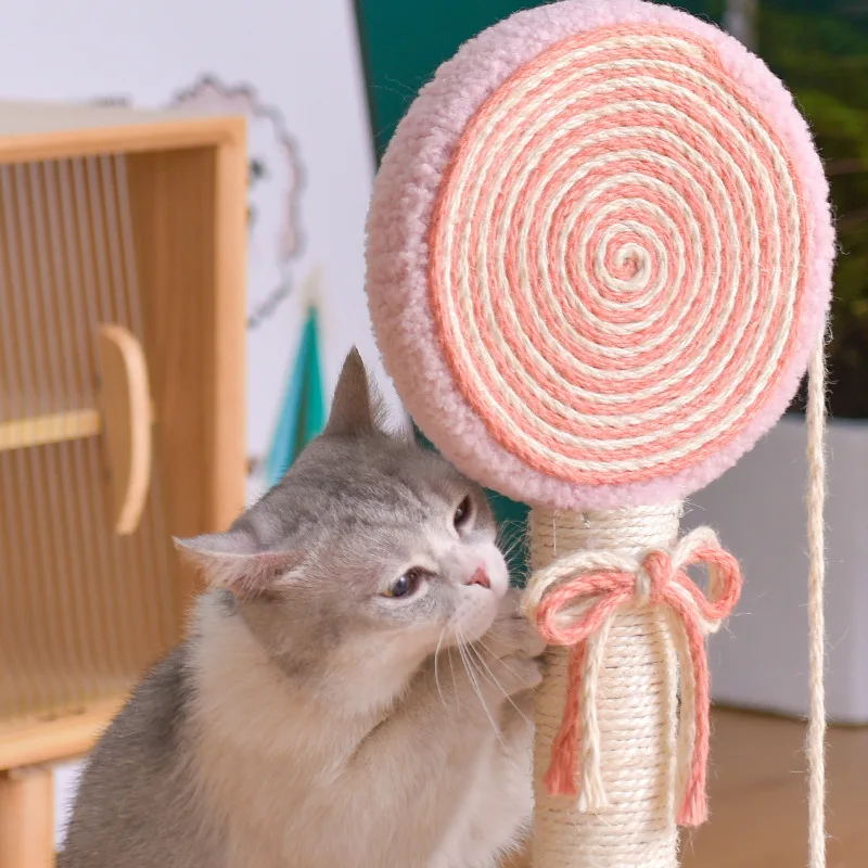 Lollipop Sisal Cat Scratching Post With Interactive Ball Toy Recycled Cat Scratcher details