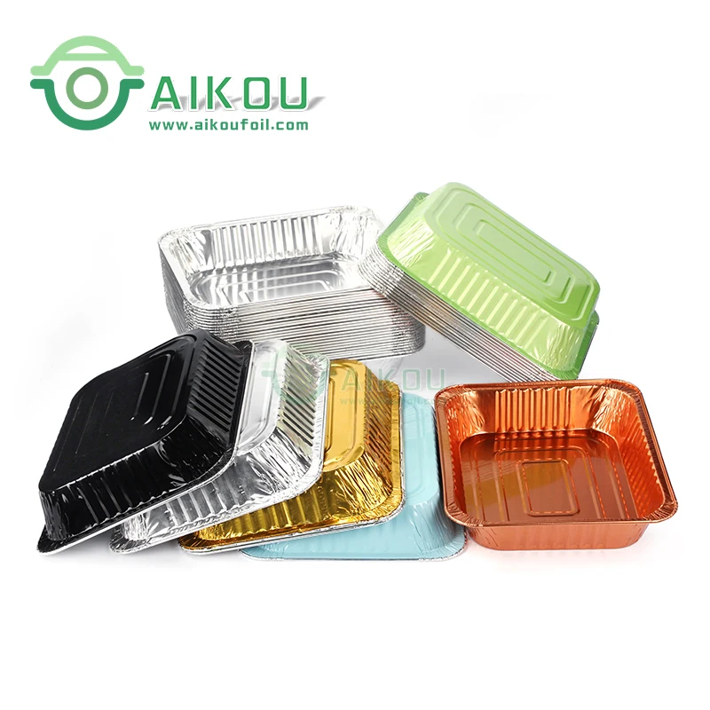 Modern Luxury Black Gold Aluminum Disposable Lunch Box Dessert Box Microwave Baking Utensils