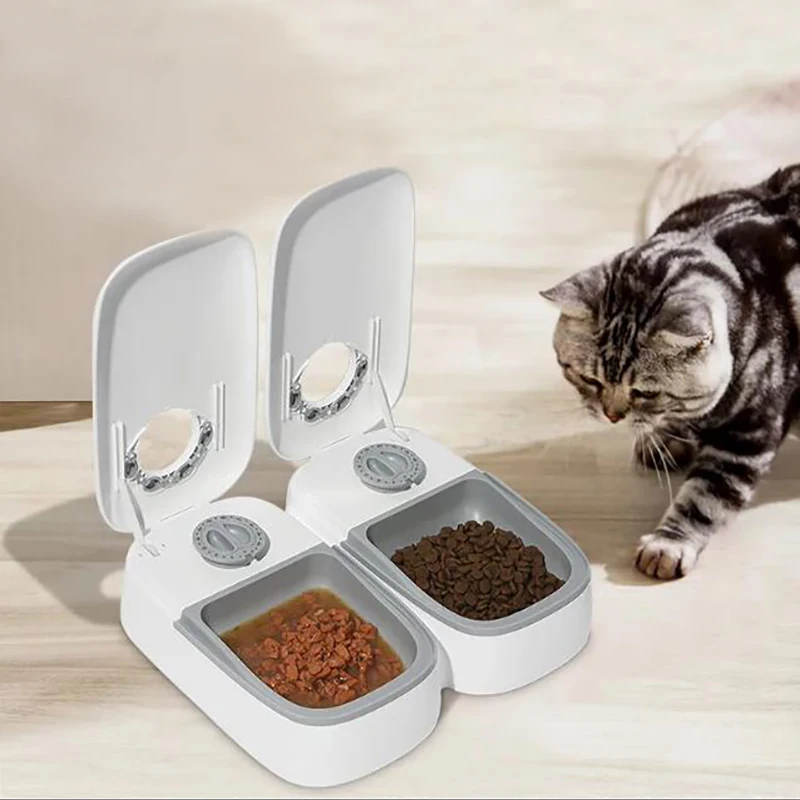 2 Mahlzeiten Timed Automatic Dog Feeder Dual Bowls Smart Katzenfutter spender Wet Dry Tiernahrung spender Pet Feeder Cat Zubehor Alibaba